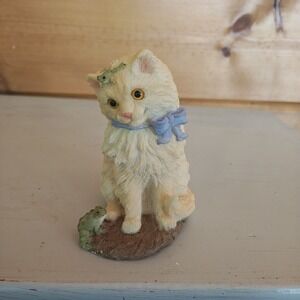 Vintage 1999 Stone Critters Persian Cat & Toad Figurine 4" SC-1149